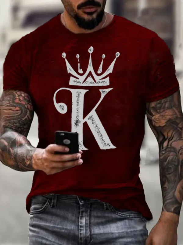 Vintage King K print T-shirt - Oasisjoy.com 