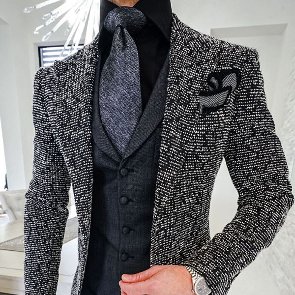 Elegant And Simple Business Party Men's Knit Suit