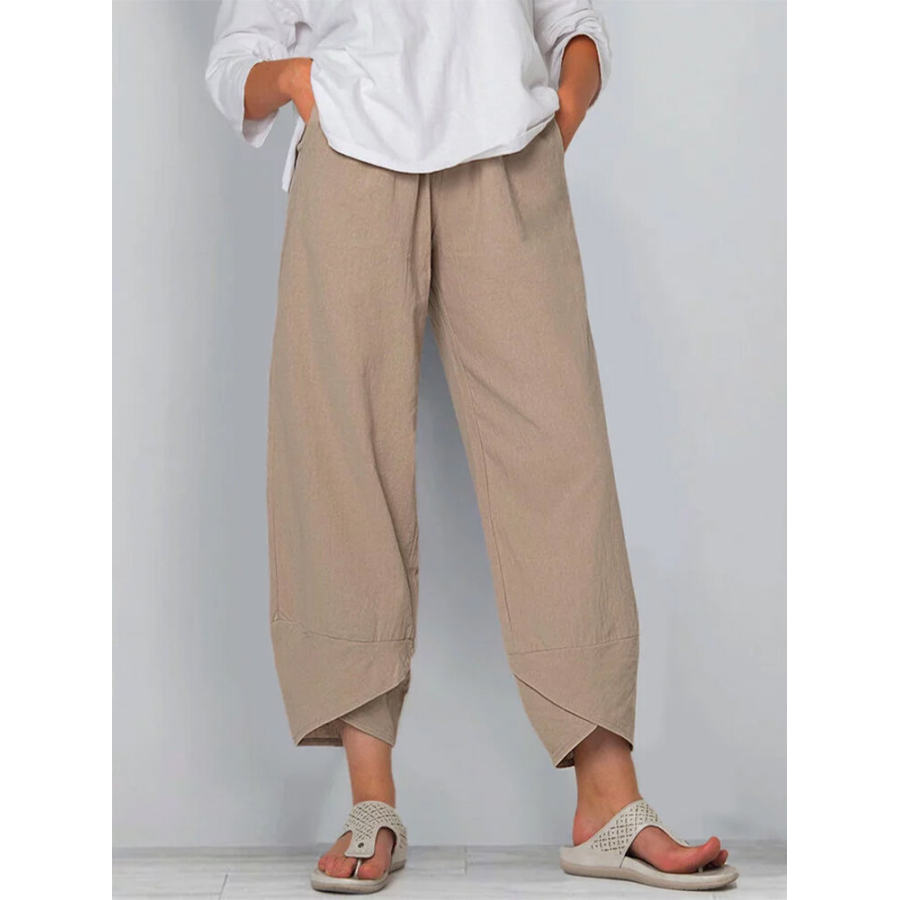 

Loose Casual Cotton-linen Cropped Pants