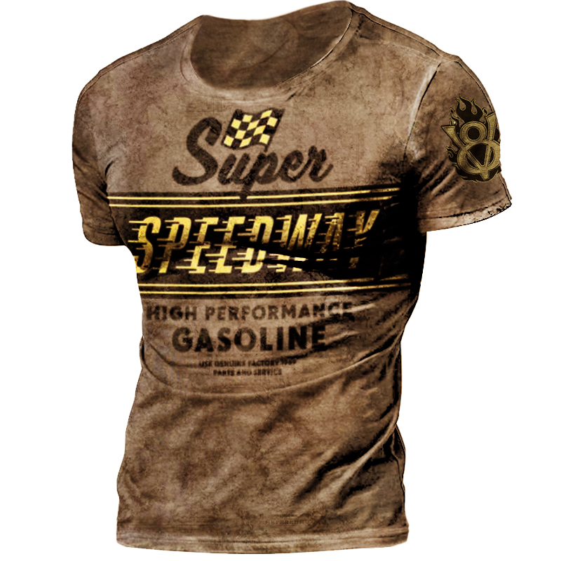 Speedway Gasoline Mens Vintage Print Chic T-shirt