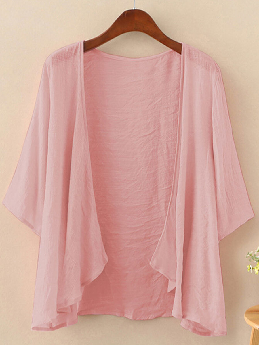 Casual Loose Solid Color Chic Sun Protection Cardigan Blouse