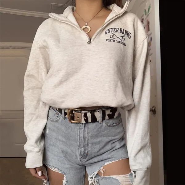 Womens fashion simple stand-up collar sweater - Leanarea.chimpone.com 