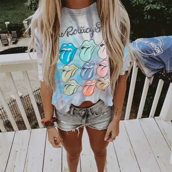 Casual Round Neck Short Sleeve Fashion Print T-shirt - Leanarea.chimpone.com 
