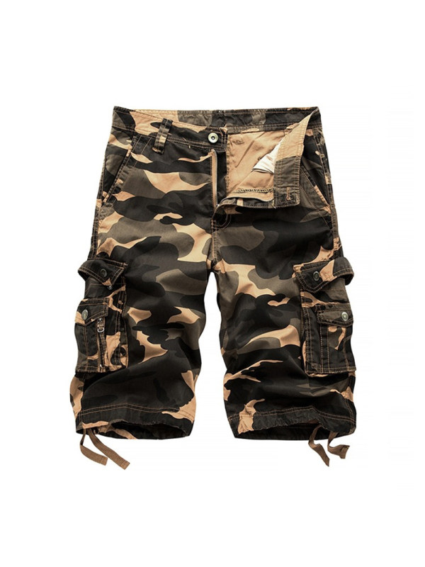 Mens casual camouflage print multi pocket shorts LH070