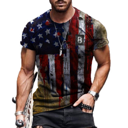 Mens retro casual short sleeve t-shirt