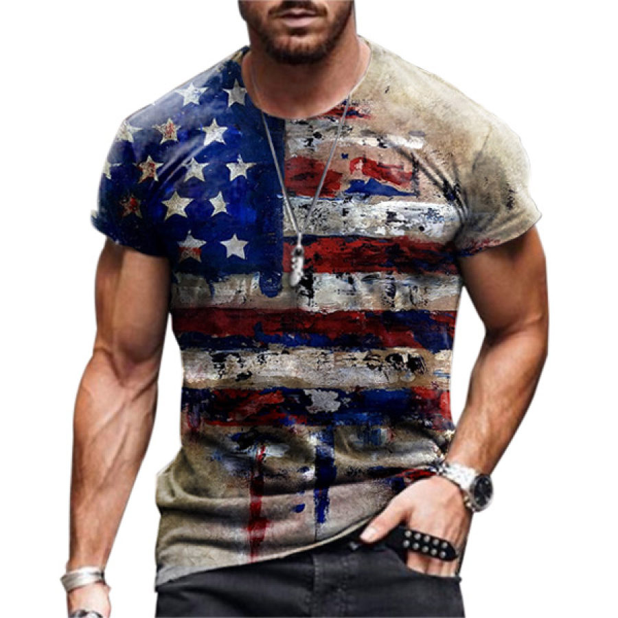 

Mens retro casual short sleeve t-shirt