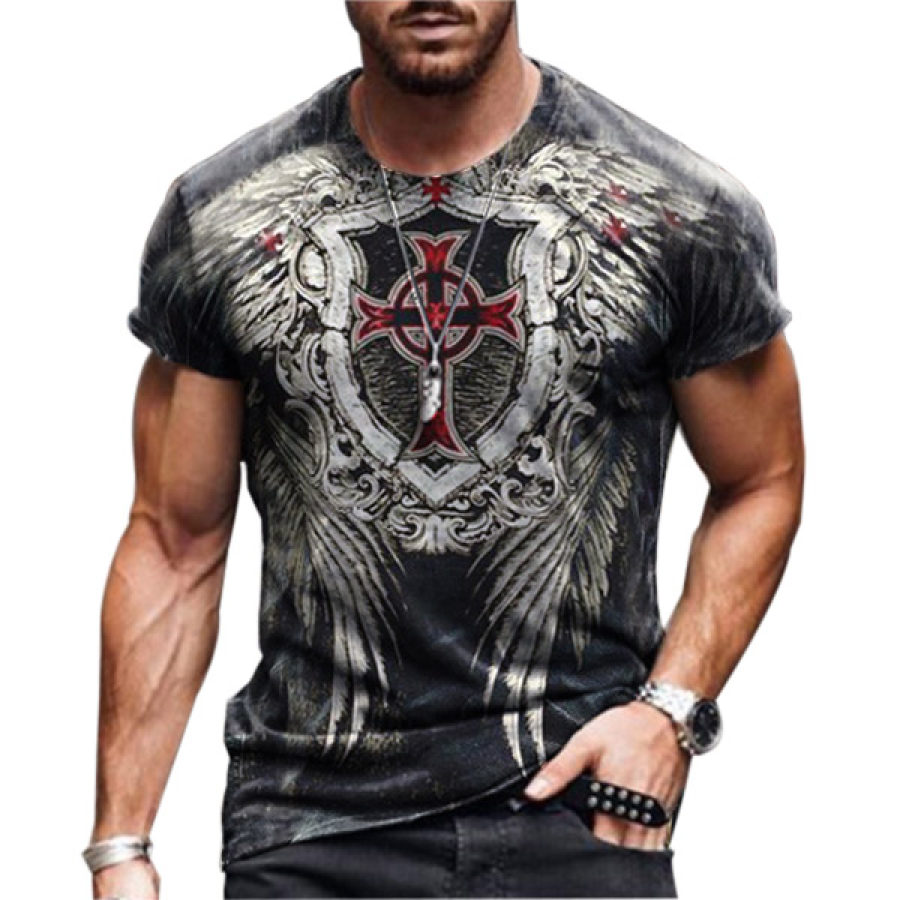

Mens retro casual short sleeve t-shirt