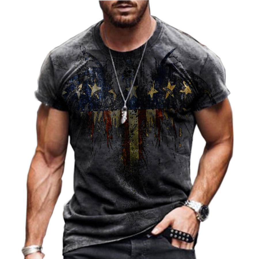 

Mens retro casual short sleeve t-shirt