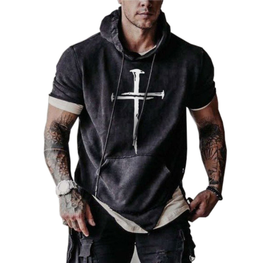 

Mens Cross Print Casual Hoodie
