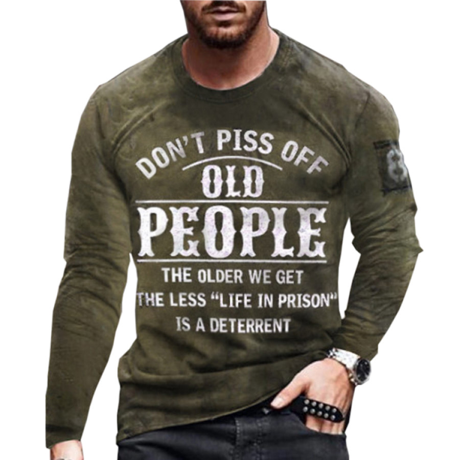 

Men's outdoor casual letter printing long-sleeved T-shirt top