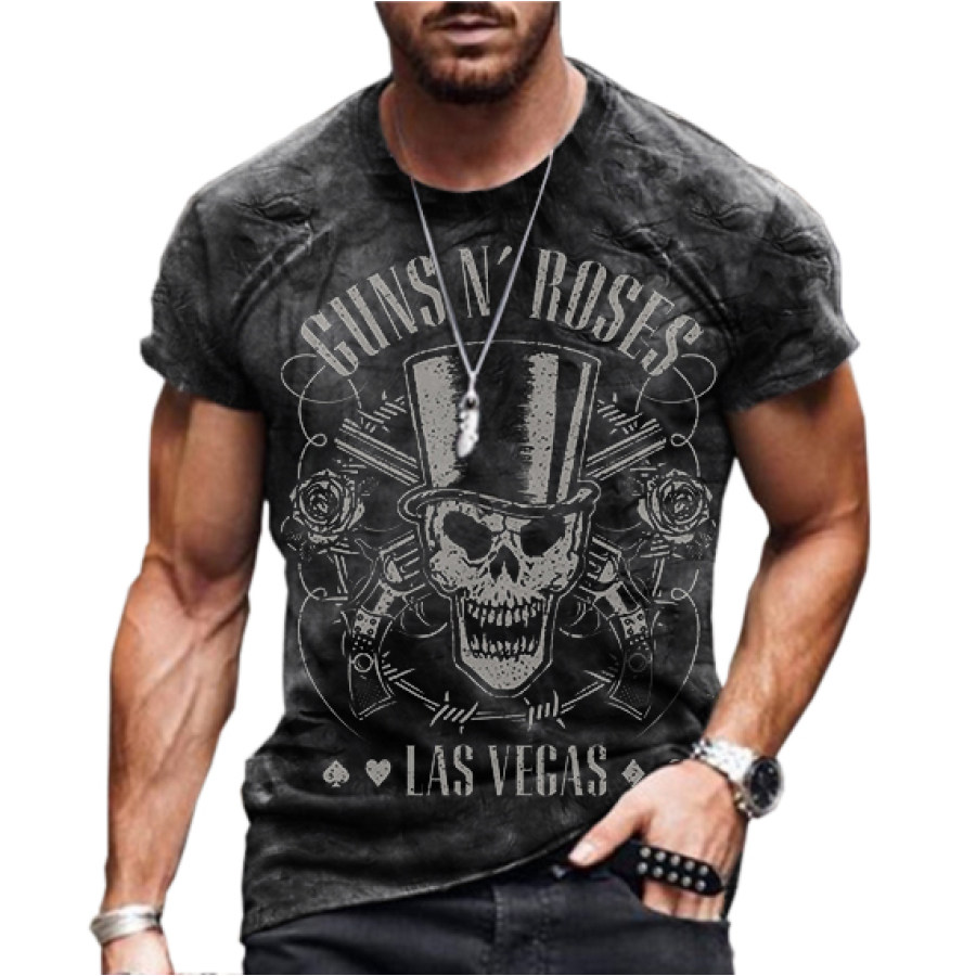 

Mens Printed T-shirt Retro Band Short Sleeve Shirt