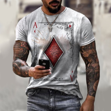 Playing cards diamond square print T-shirt