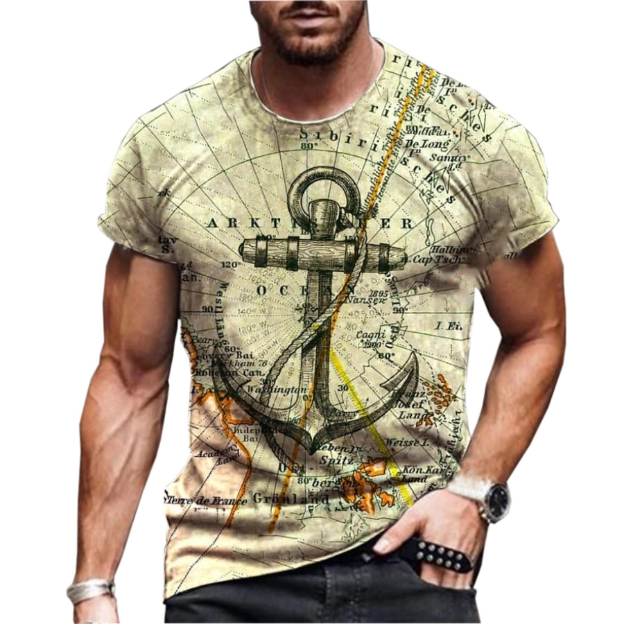 

Designer map anchor print T-shirt