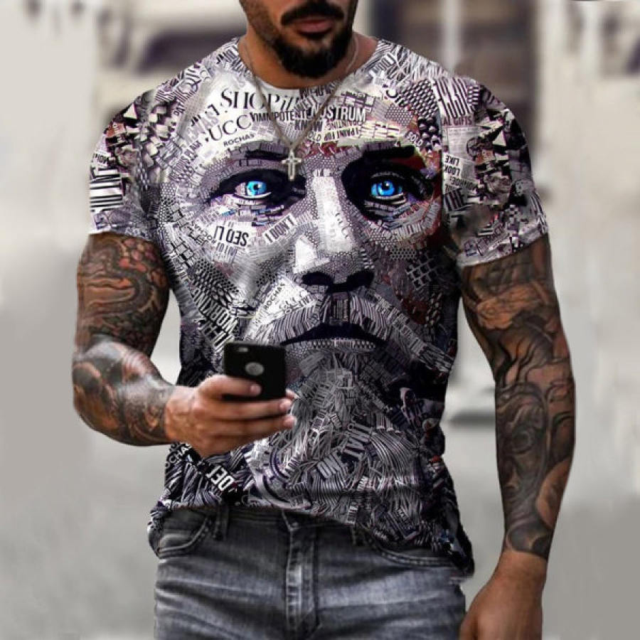 

Designer vintage Viking warrior print T-shirt