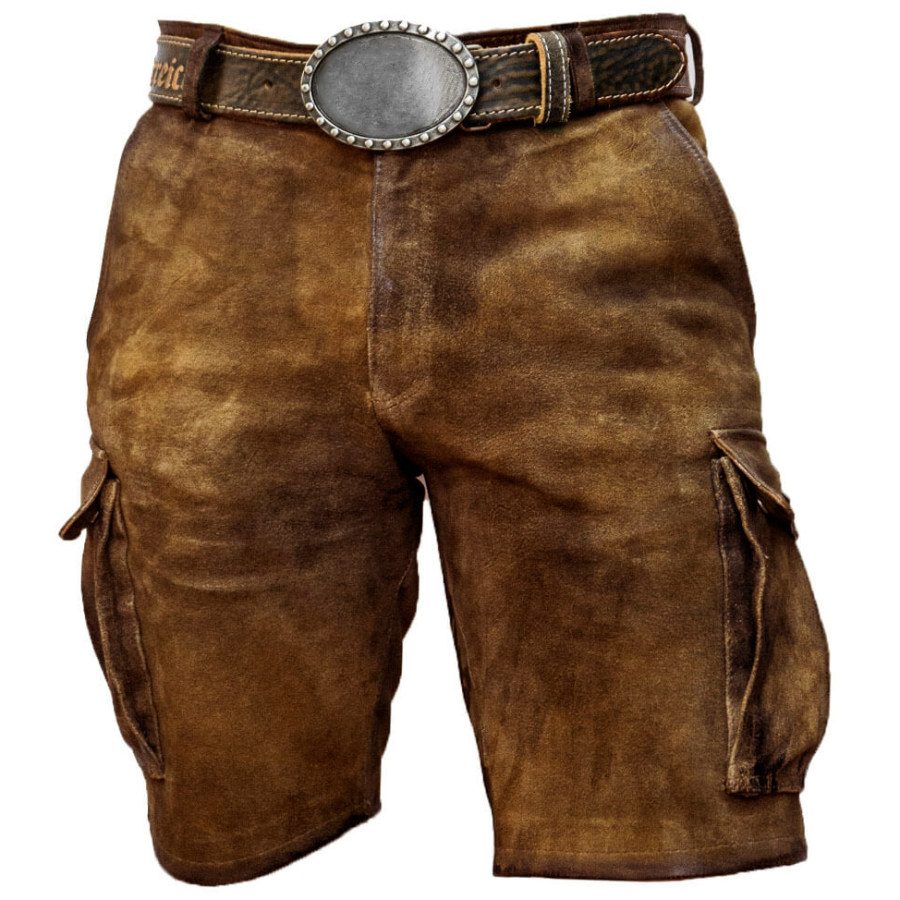 

Men's retro casual zur lederhose shorts