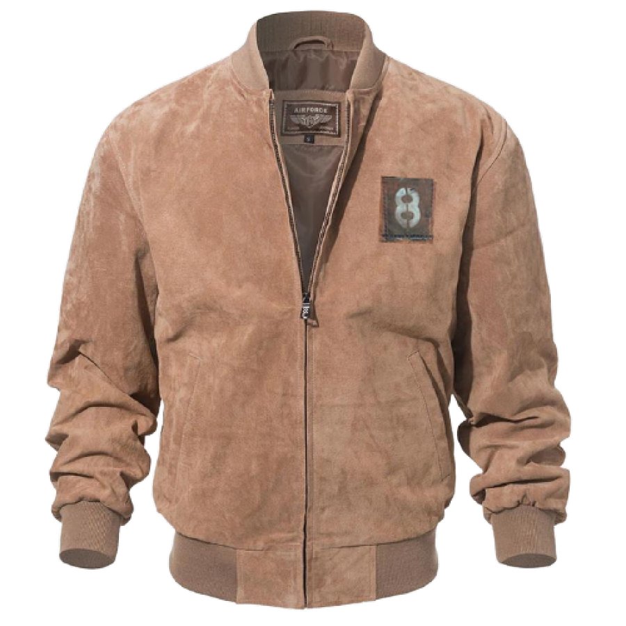 

Men's Outdoor Retro Motorcycle Suede Flight Jacket