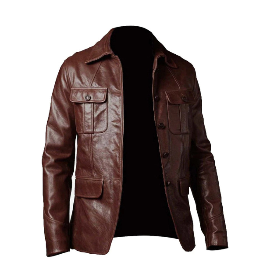 

Men's Outdoor Retro PU Leather Jacket