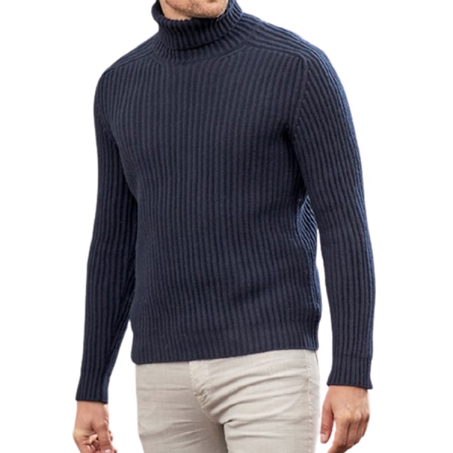 

Men's Casual Solid Color Turtleneck Sweater