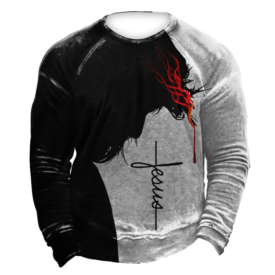 

Jesus Cross Men's Retro Tactical Casual Sweatshirt