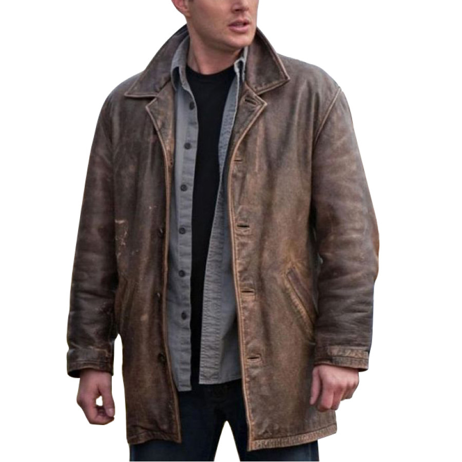 

Mens Outdoor Leather Fashion Coat