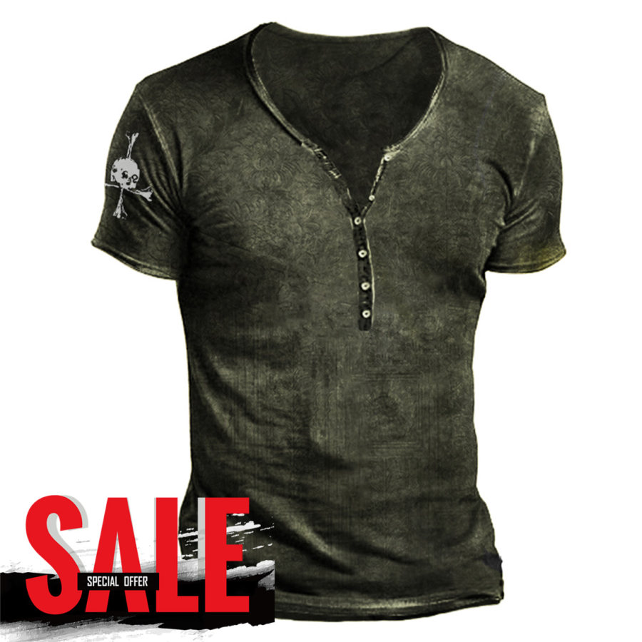 

Mens Fashion Retro Army Green Deep V Neck T-Shirt