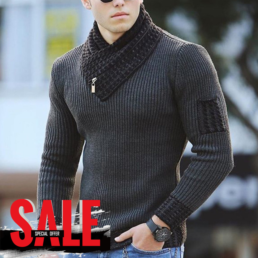 

Men's Fashionable Pure Color V-neck Knit Sweater