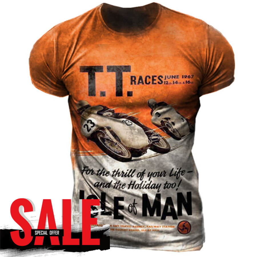 

Mens Vintage Motor Printed Tactical T-shirt