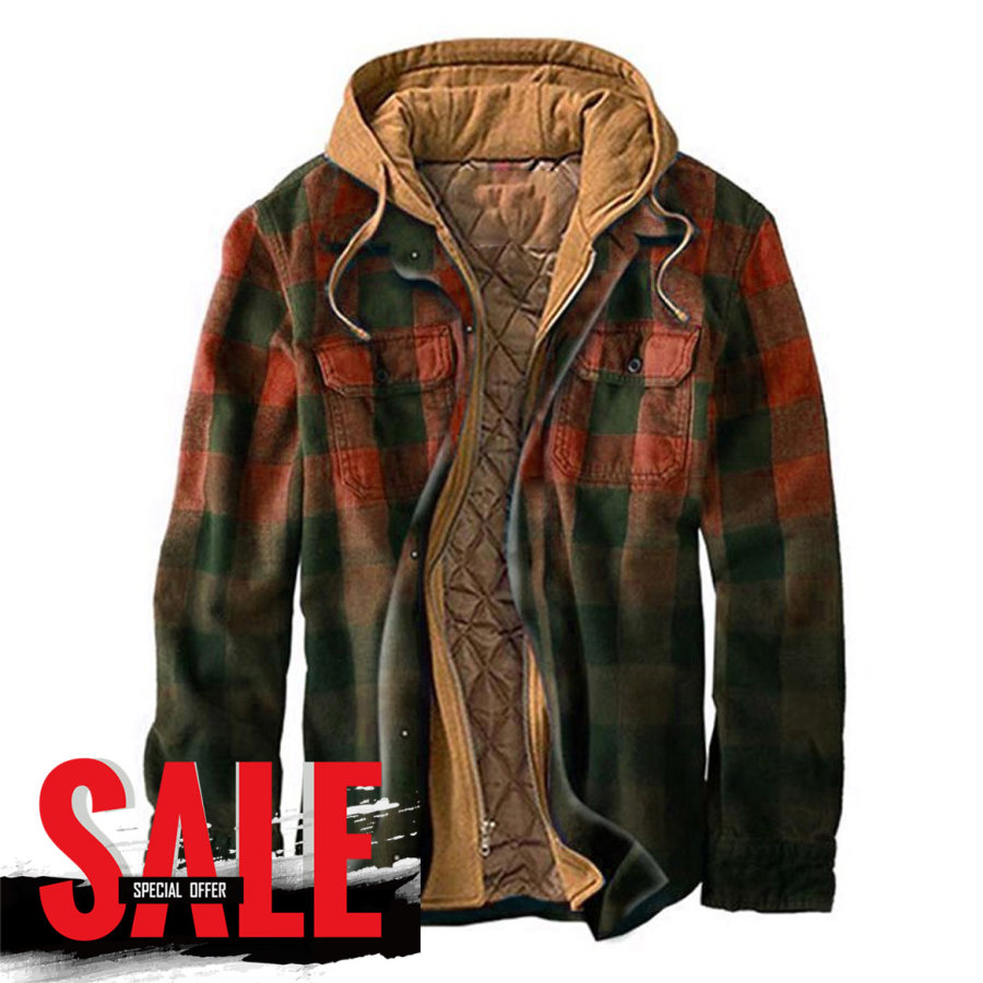 

Mens Plaid Thick Woolen Casual Jacket