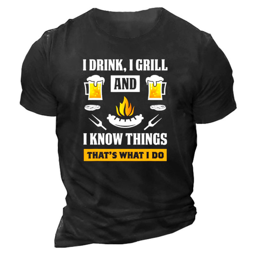

Drink Grill Men's Cotton Short Sleeve T-Shirt