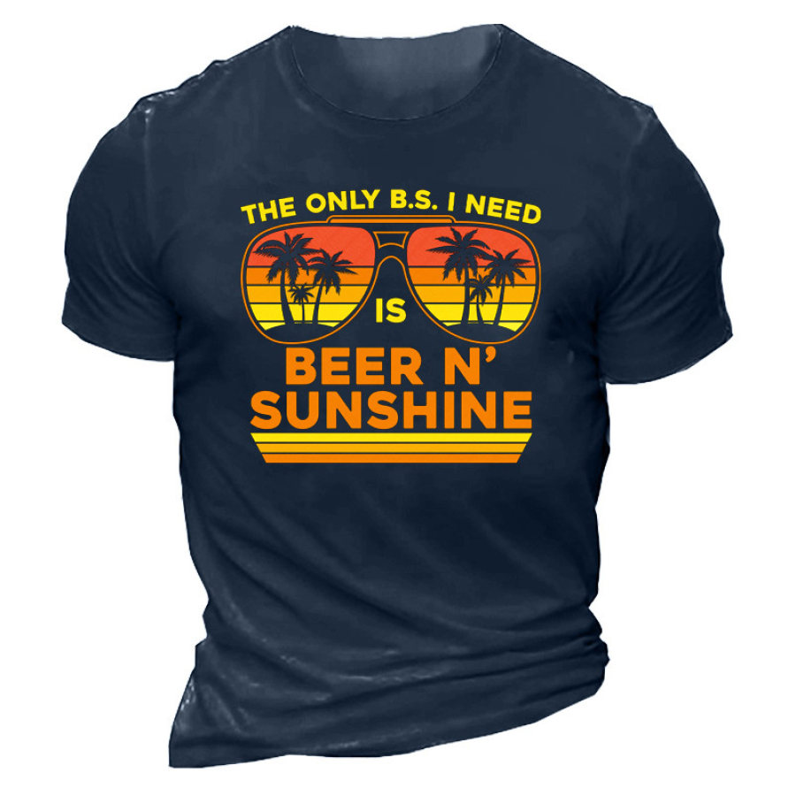 

Beer And Sunshine Men's Cotton Short Sleeve T-Shirt
