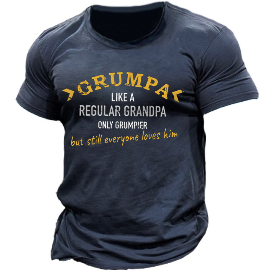 

Men's Grumpa Like Regular Grandpa Print Cotton T-Shirt