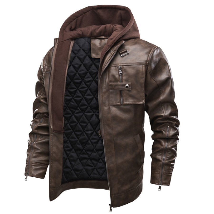 

Men's Motor Thickened Hooded Jacket