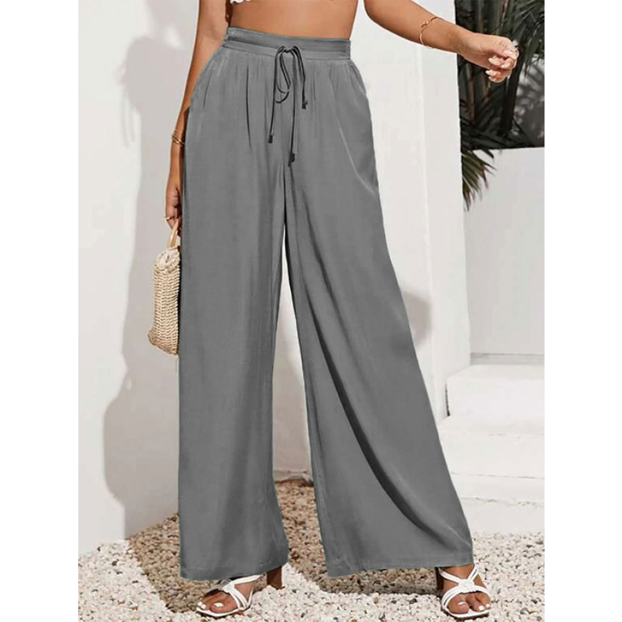 

Casual Solid Beach Loose Elastic Waist Pants