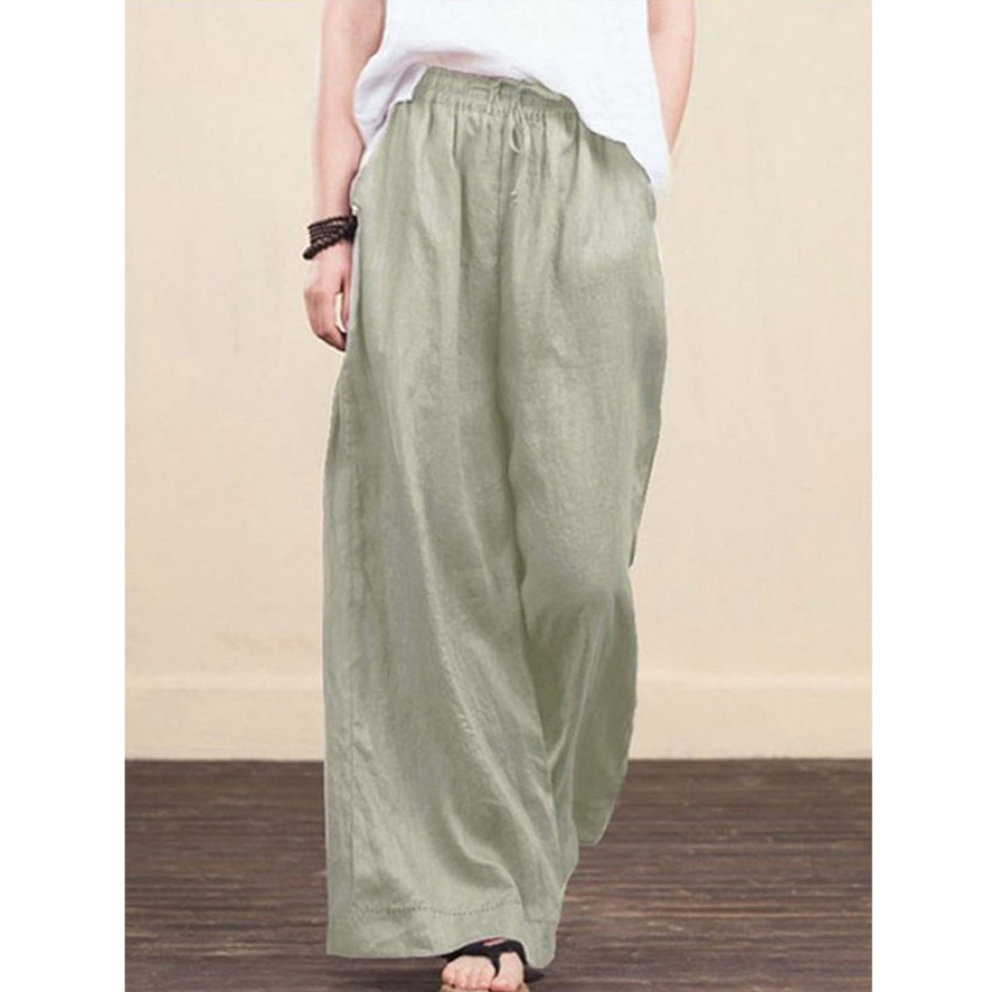 

Casual Loose Solid Color Elastic Waist Pants
