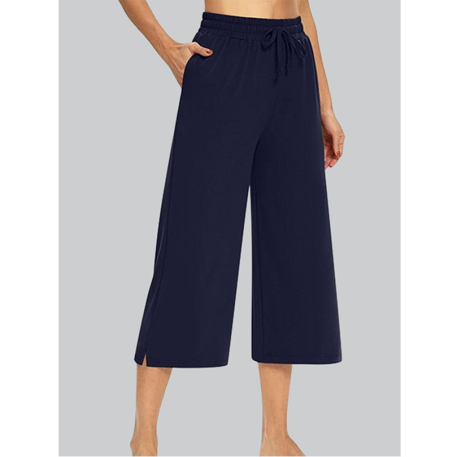 

Loose Casual Solid Color Cropped Wide Leg Pants