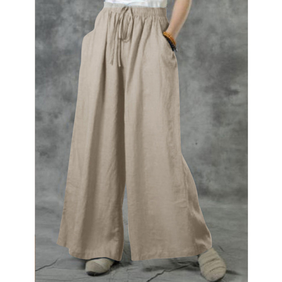 

Casual Loose Solid Color Wide Leg Elastic Waist Pants