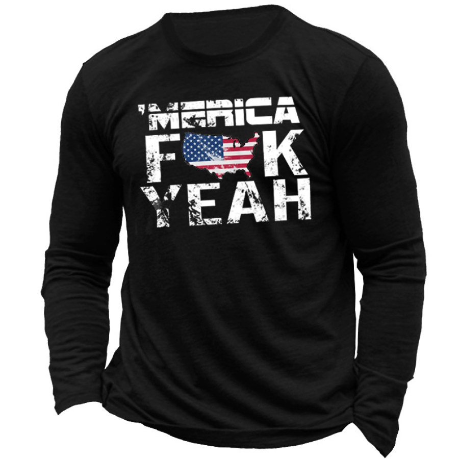 

Merica Fuck Yeah Men's Printed Long Sleeve Cotton T-Shirt