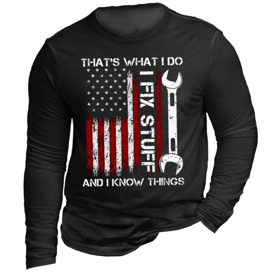 

Men's That's What I Do I Fix Stuff Cotton Long Sleeve T-Shirt