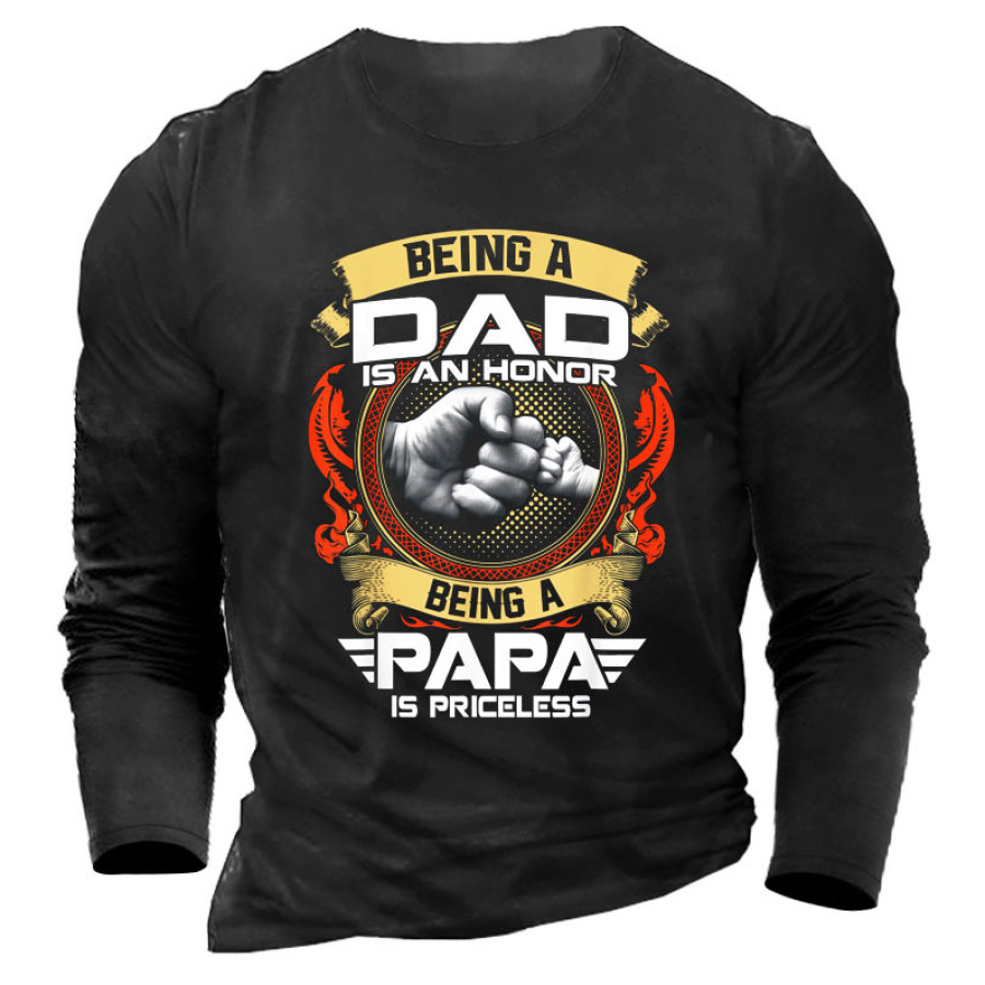 

Being A DAD Is An HONOR Being A PAPA Is Priceless Men's Cotton T-Shirt