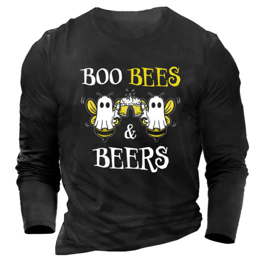 

Boo Bees Beers Men's Cotton Long Sleeve T-Shirt