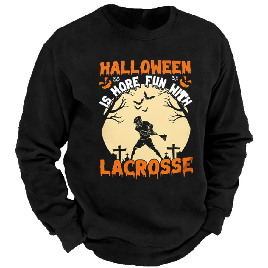 

Mens Halloween Is More Fun With Lacrosse Fun Printed Sweatshirt