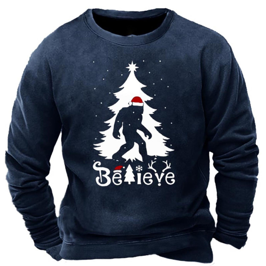 

Men's Believe Bigfoot Funny Christmas Print Sweatshirt