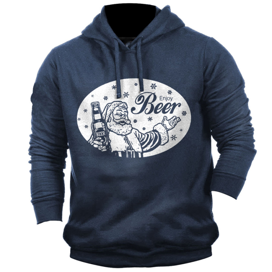 

Men's Christmas Santa Enjoy Beer Print Hoodie