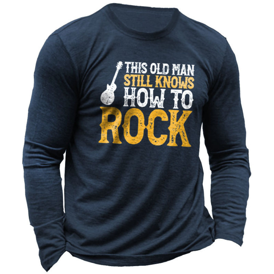 

Men's This Old Man Knows How To Rock Cotton Long Sleeve T-Shirt