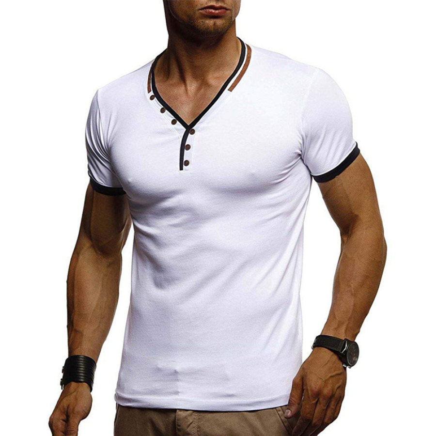 

Men's Outdoor Neck Button Panel Henley T-Shirt