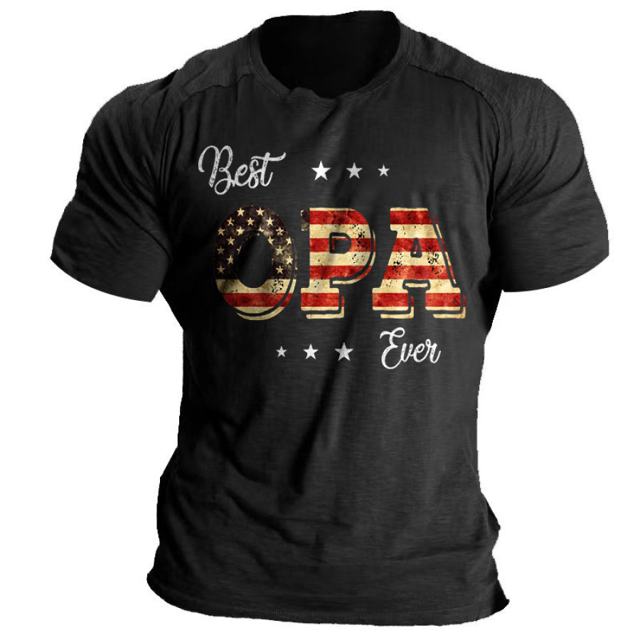

Men's Vintage Best Opa Ever American Flag Print T-Shirt