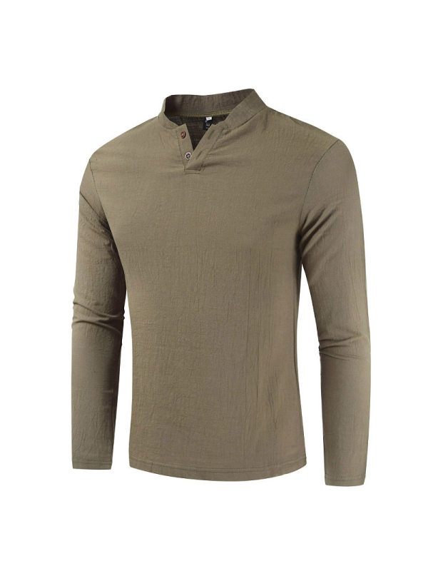 Mens Breathable Solid Color Long Sleeve Top