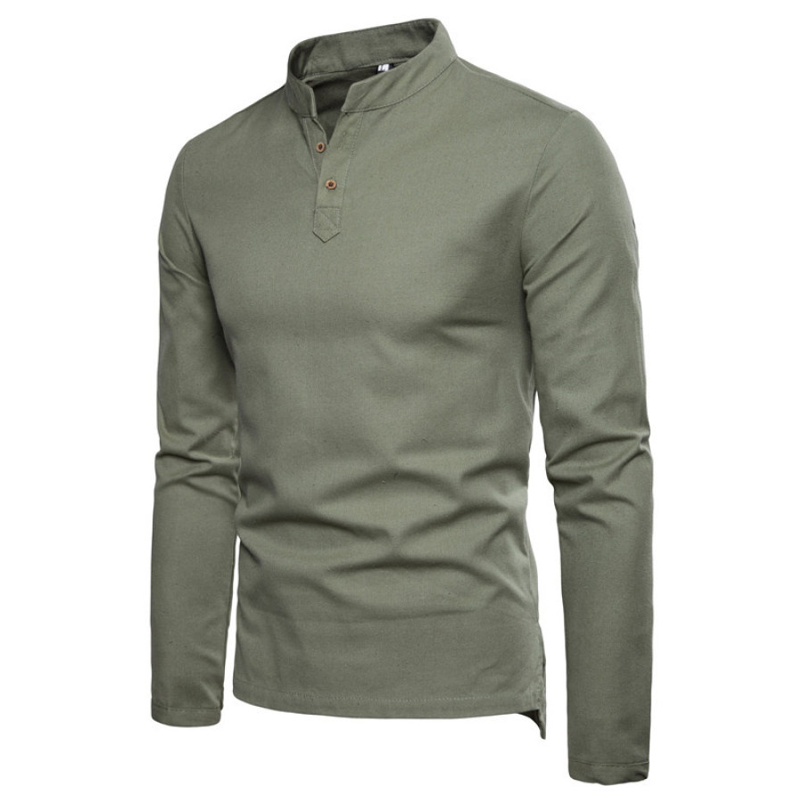 

Men's Fashion Stand Collar Two Button Slim Fit T-Shirt