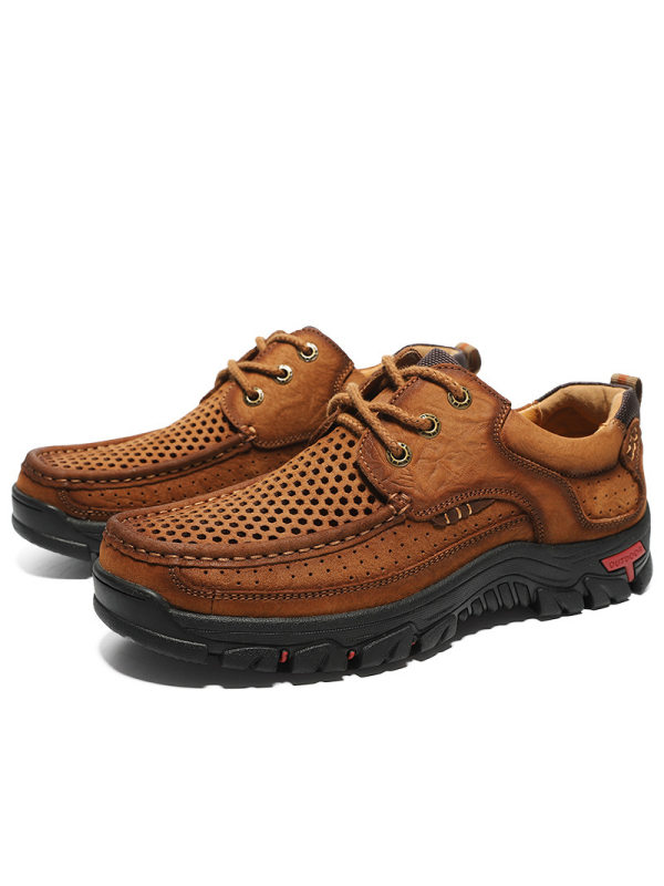 Outdoor Mens Leather Soft Bottom Breathable Shoes
