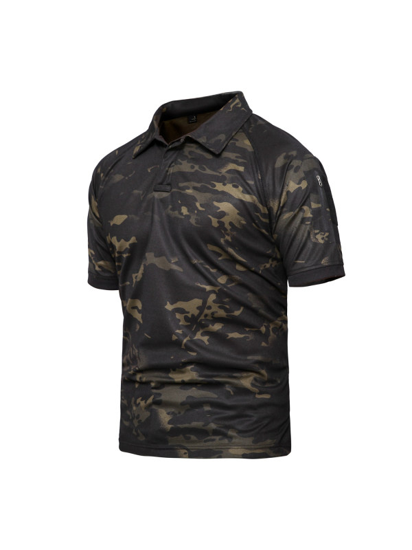 Camouflage Outdoor Tactical Quick Drying Lapel T shirt